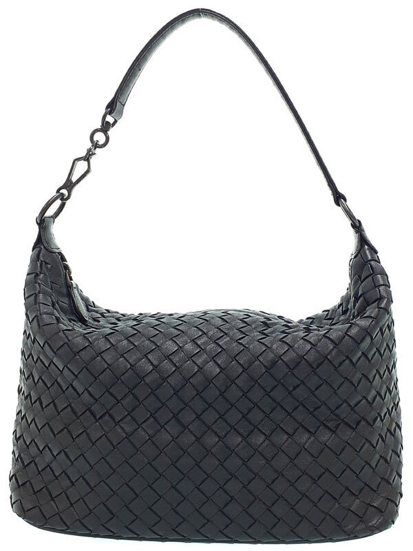 Bottega Veneta Nappa Intrecciato Shoulder Bag Black Woven Nappa Leather